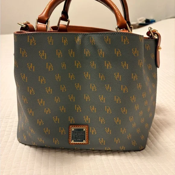 Dooney & Bourke Gray and Brown Shoulder Bag - Picture 1 of 8